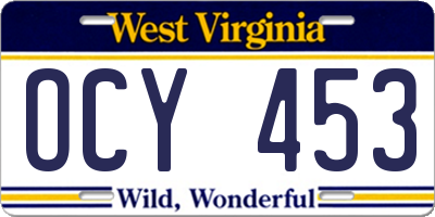 WV license plate OCY453