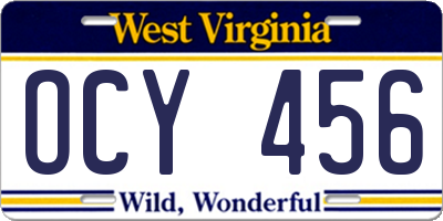 WV license plate OCY456