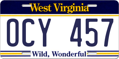 WV license plate OCY457
