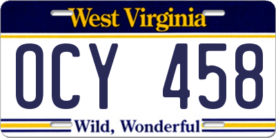 WV license plate OCY458