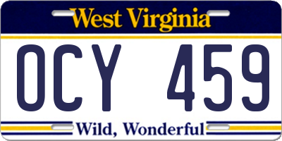 WV license plate OCY459