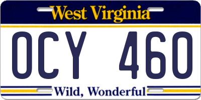 WV license plate OCY460