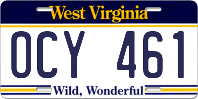 WV license plate OCY461