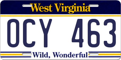 WV license plate OCY463
