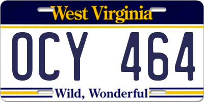 WV license plate OCY464