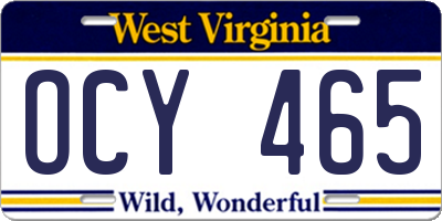 WV license plate OCY465