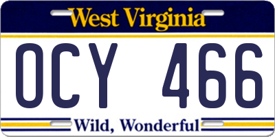 WV license plate OCY466