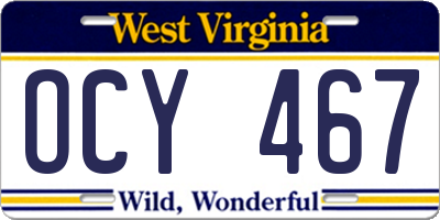 WV license plate OCY467