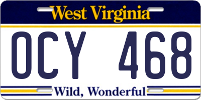WV license plate OCY468