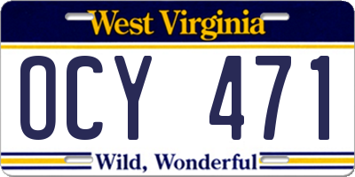 WV license plate OCY471