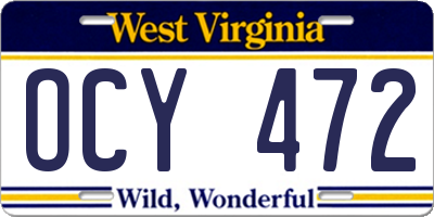 WV license plate OCY472