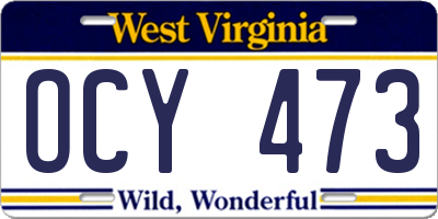 WV license plate OCY473