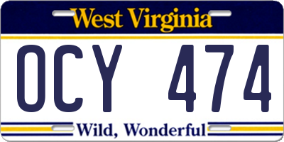 WV license plate OCY474