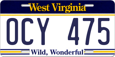 WV license plate OCY475