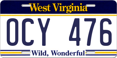 WV license plate OCY476