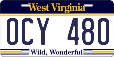WV license plate OCY480