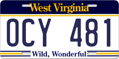WV license plate OCY481