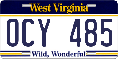 WV license plate OCY485