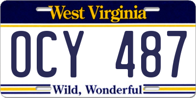 WV license plate OCY487