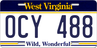 WV license plate OCY488