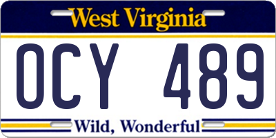 WV license plate OCY489
