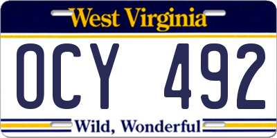 WV license plate OCY492