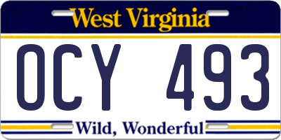 WV license plate OCY493