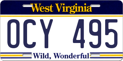 WV license plate OCY495