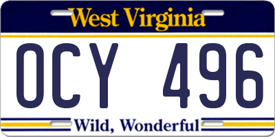 WV license plate OCY496