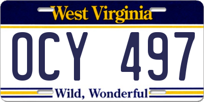 WV license plate OCY497