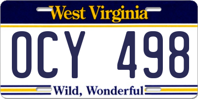WV license plate OCY498