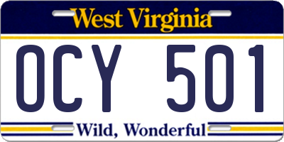 WV license plate OCY501