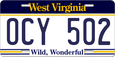 WV license plate OCY502