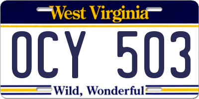 WV license plate OCY503