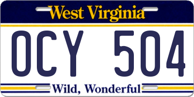 WV license plate OCY504