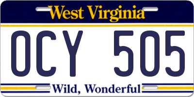 WV license plate OCY505