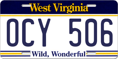 WV license plate OCY506