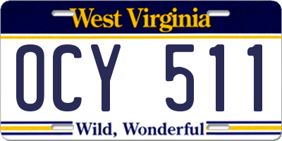 WV license plate OCY511