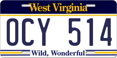 WV license plate OCY514