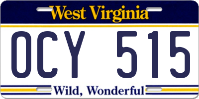 WV license plate OCY515