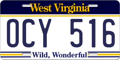 WV license plate OCY516