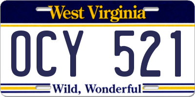 WV license plate OCY521