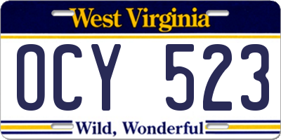 WV license plate OCY523