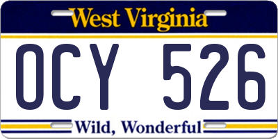 WV license plate OCY526