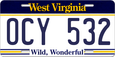 WV license plate OCY532
