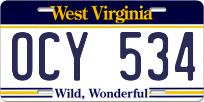 WV license plate OCY534