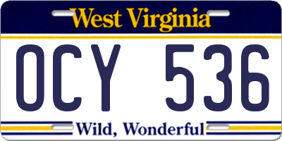 WV license plate OCY536