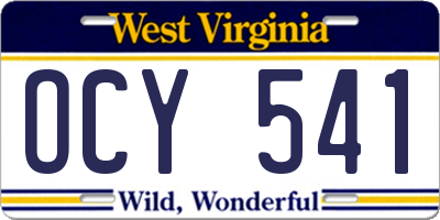 WV license plate OCY541