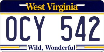 WV license plate OCY542