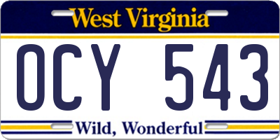 WV license plate OCY543